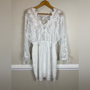 WHBM White Lace-Up Dress NWOT
